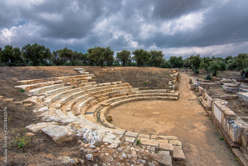 Amphitheater at the ancient city of Aptera, Chania, Crete, Greece