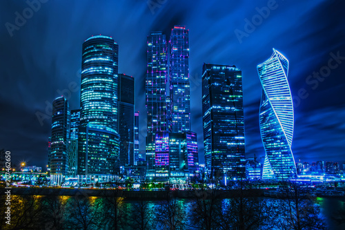new buildings of Moscow business center Moscow city at night