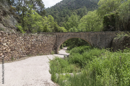 road and bridge in the sierra de espadan, castellon, spain