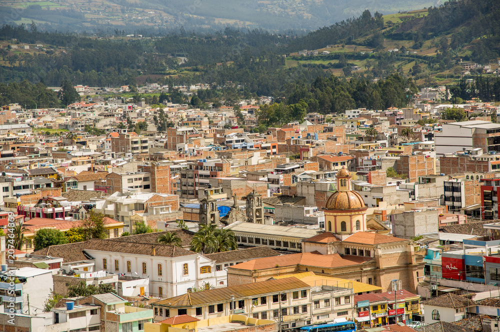 Outdoor view of beautiful panoramic view of the city of Otavalo in Ecuador Outdoor view of beautiful panoramic view of the city of Otavalo in Ecuador