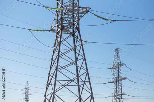 Power transmission supports. Steel structures of power transmission towers