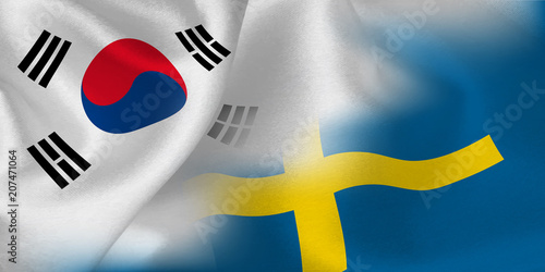 韓国　スウェーデン　 国旗　サッカー 