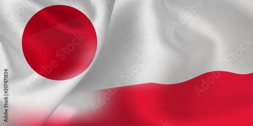 日本　ポーランド　 国旗　サッカー 