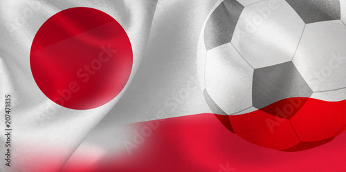 日本　ポーランド　 国旗　サッカー 