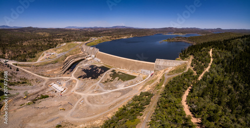 Paradise Dam, Queensland / Australia - October 2016 - Aerial Panorama of works being undertaken at Paradise Dam