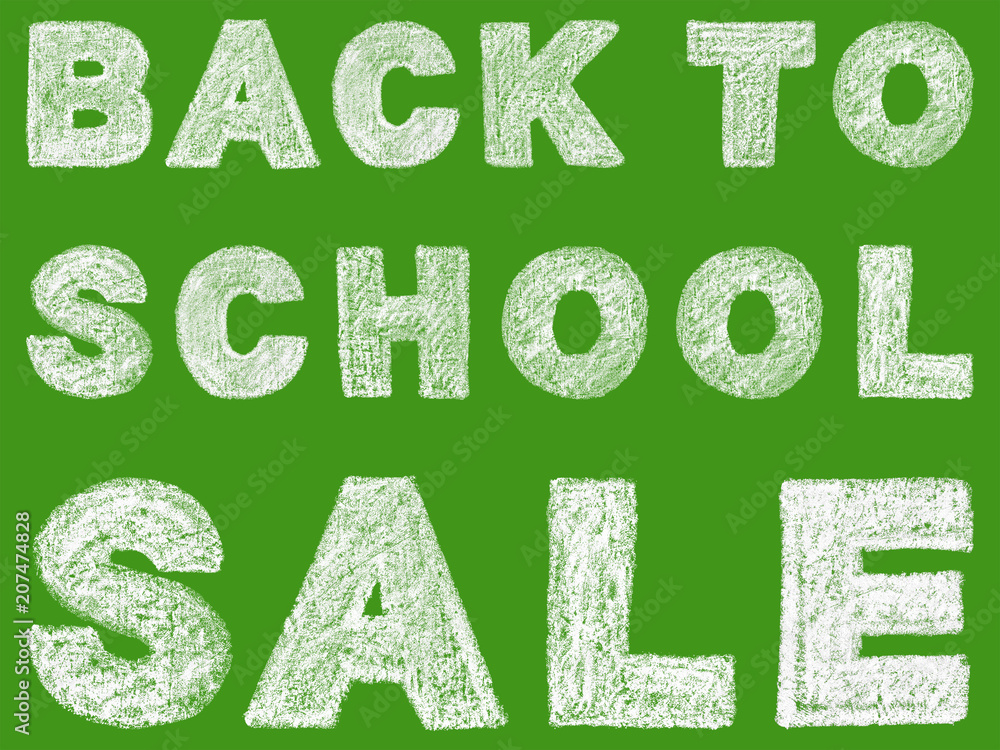 handwritten white bold chalk lettering back to school sale text on green background, hand-drawn chalk phrase, back to school concept, stock photo image handwritten white bold chalk lettering back to school sale text on green background, hand-drawn chalk phrase, back to school concept, stock photo image