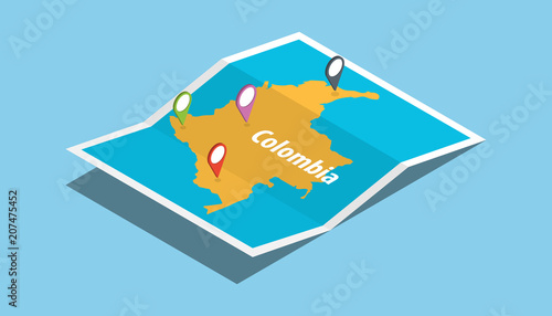 explore colombia maps with isometric style and pin location tag on top