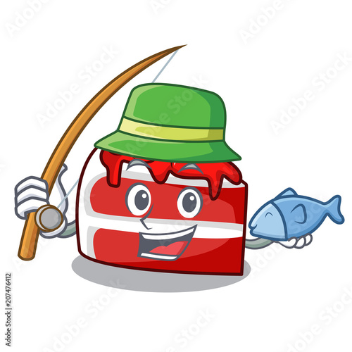 Fishing red velvet mascot cartoon