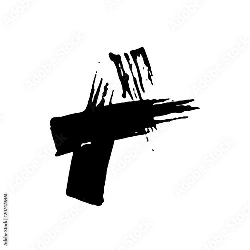 Letter A. Handwritten by dry brush. Rough strokes textured font. Vector illustration. Grunge style alphabet.