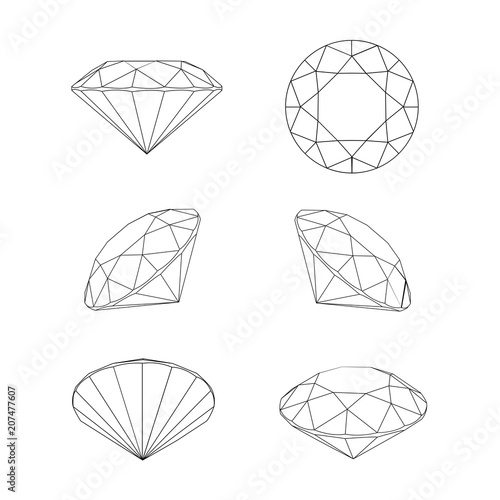 Diamonds six view on white vector design.
