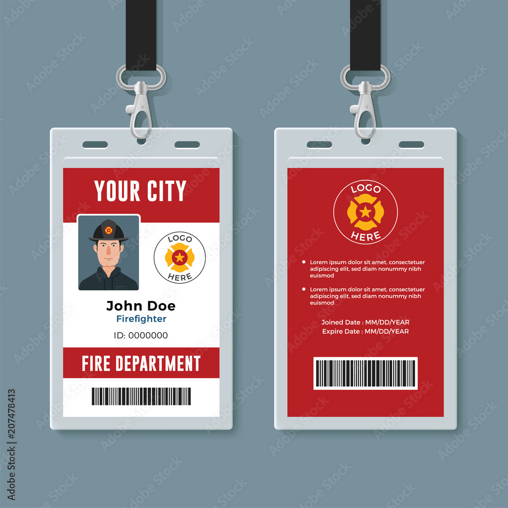 Obraz premium Firefighter ID badge design template