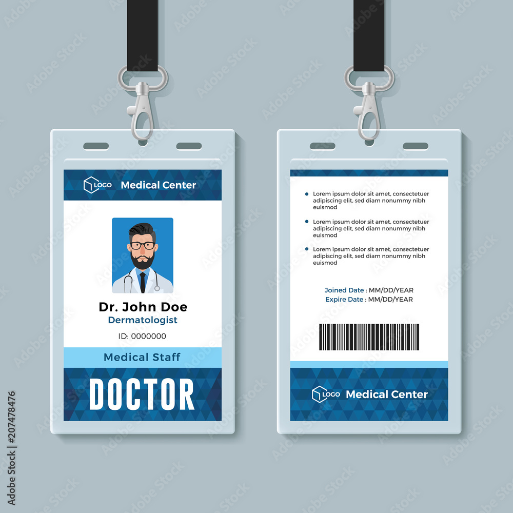 Doctor ID card. Medical identity badge design template – Stock Inside Doctor Id Card Template