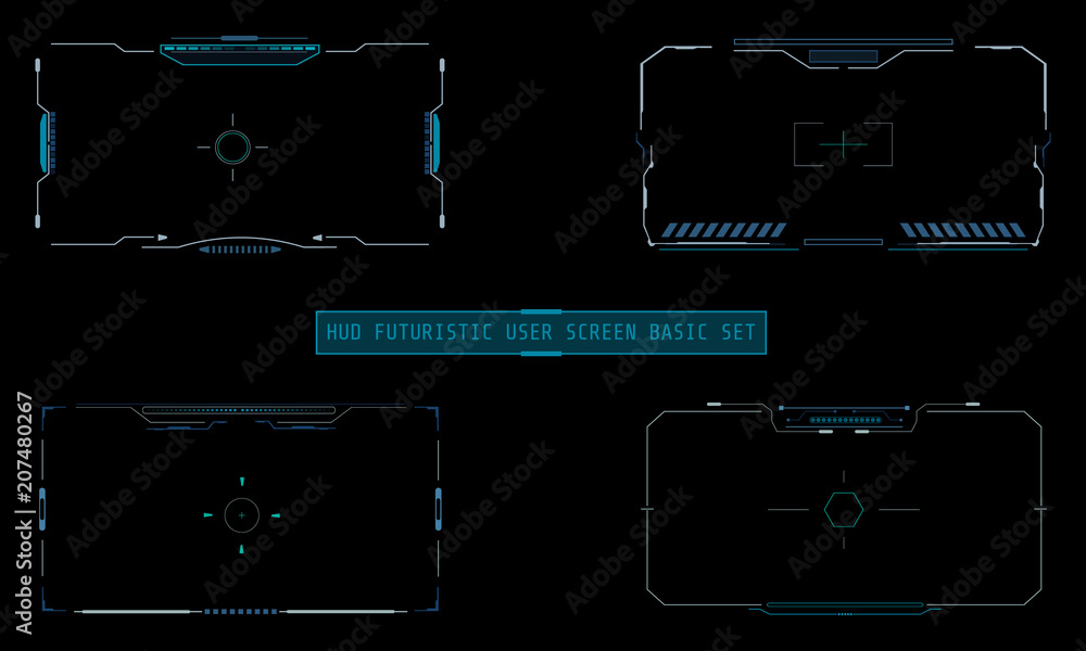 HUD Futuristic Technology Interface Elements Panel Set Vector. Abstract ...