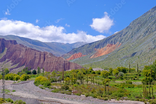 Colorful landscape at the Cuesta De Lipan canyon from Susques to Purmamarca, Jujuy, Argentina, South America