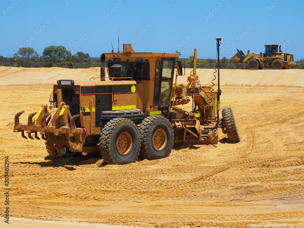 Obraz premium Heavy machinery working on construction site