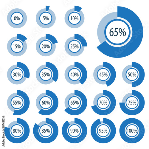 Set of pie charts for business infographics.Progress bar for web design.3d infographic elements.Blue White Style