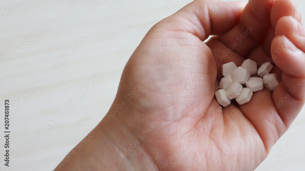 The concept of relationship between medicine and health. The palm and the drug. The concept of relationship between medicine and health. The palm and the drug.