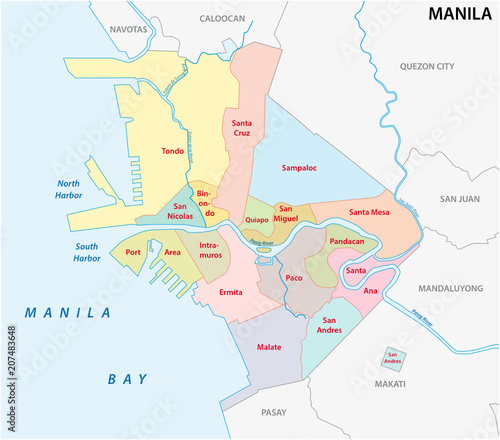 manila administrative and political vector map, philippines
