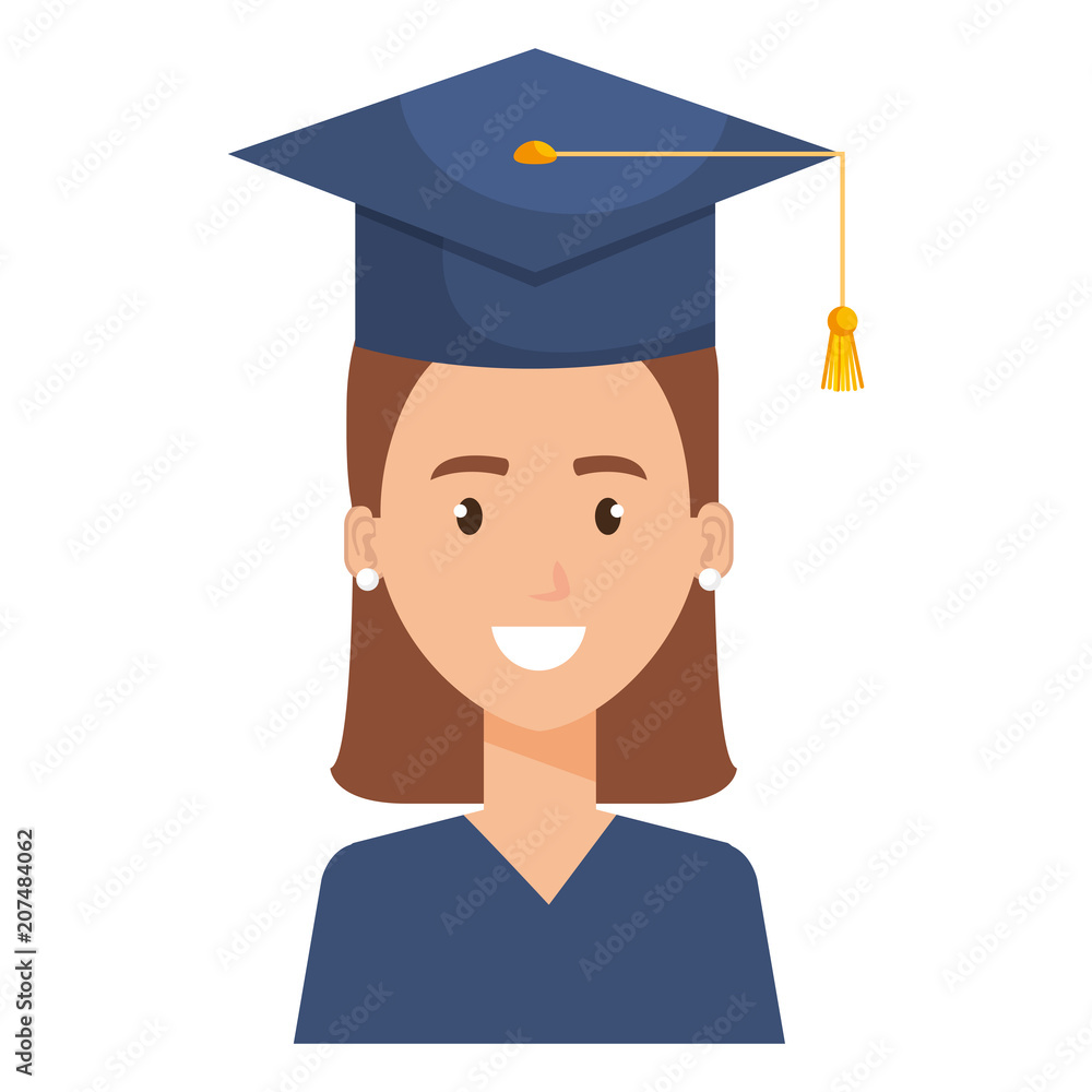woman student graduating with uniform vector illustration design woman student graduating with uniform vector illustration design