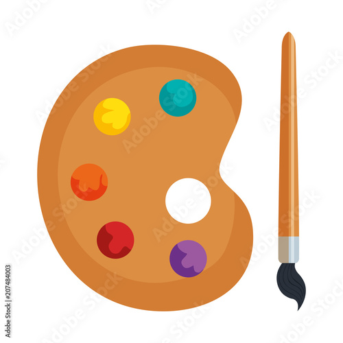 paint colors pallette with brush vector illustration design