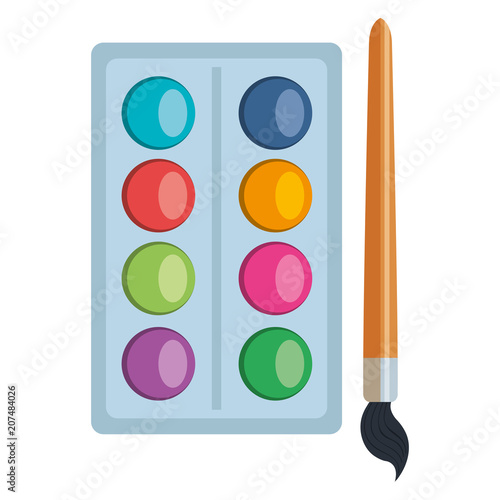 paint colors pallette with brush vector illustration design