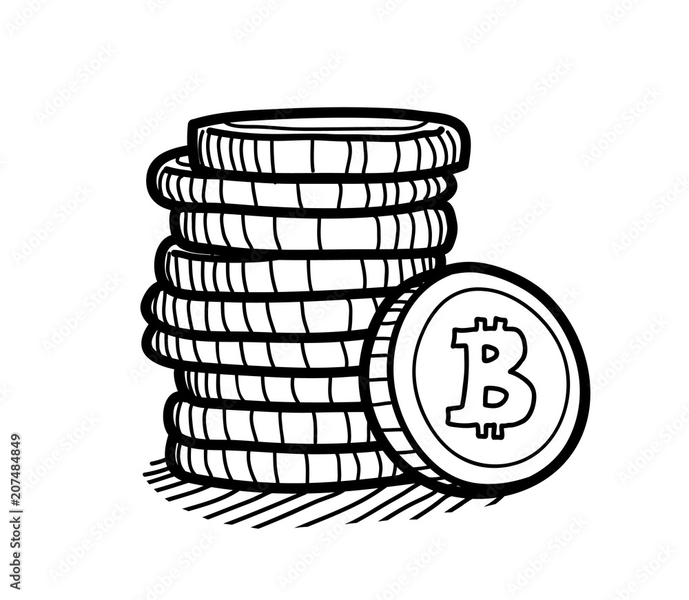 Stack of Bitcoin Coins Doodle, a hand drawn vector doodle illustration of a stack of bitcoin. Stack of Bitcoin Coins Doodle, a hand drawn vector doodle illustration of a stack of bitcoin.