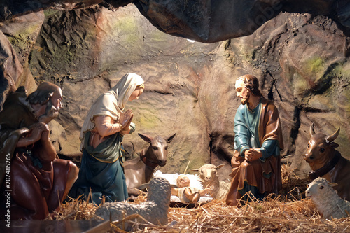 Nativity Scene, Christmas creches in the Basilica of the Sacred Heart in Zagreb photo