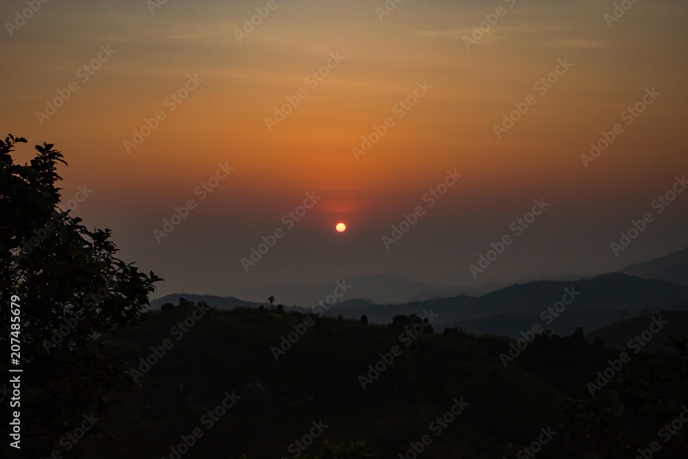 The beauty of the sunshine at Nern Chang Suek  hills, Kanchanaburi, Thailand