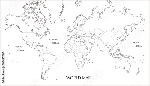 世界地図 メルカトル図法の白地図