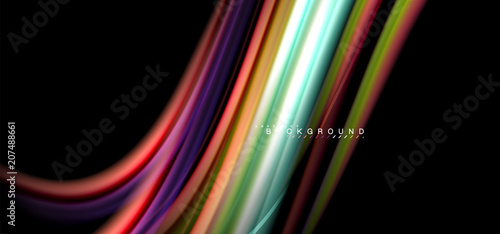 Multicolored wave lines on black background design