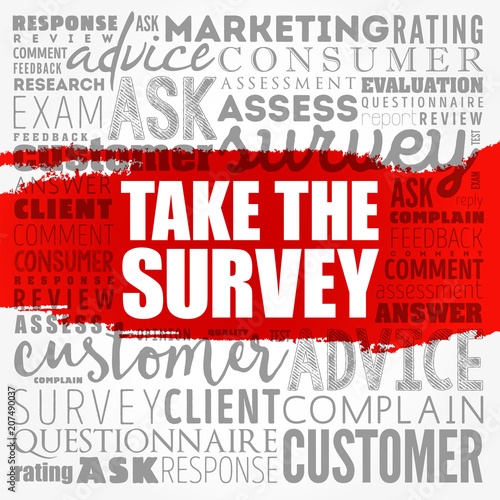 Take the Survey word cloud collage, business concept background