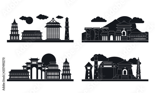 taipei banner concept set. Simple illustration of 4 Taipei taiwan city skyline vector banner horizontal concepts for web