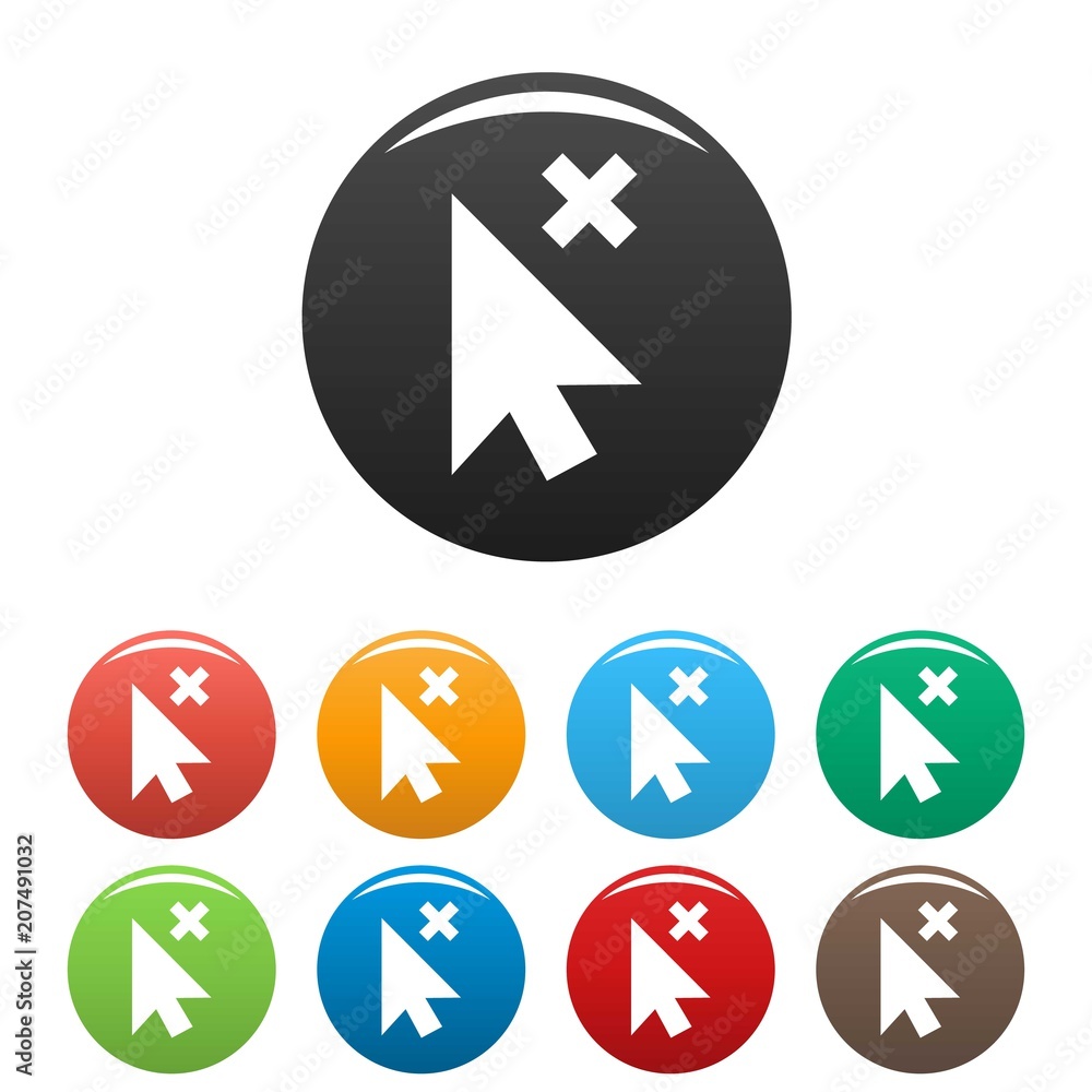 Cursor close element icon. Simple illustration of cursor close element vector icons set color isolated on white Cursor close element icon. Simple illustration of cursor close element vector icons set color isolated on white