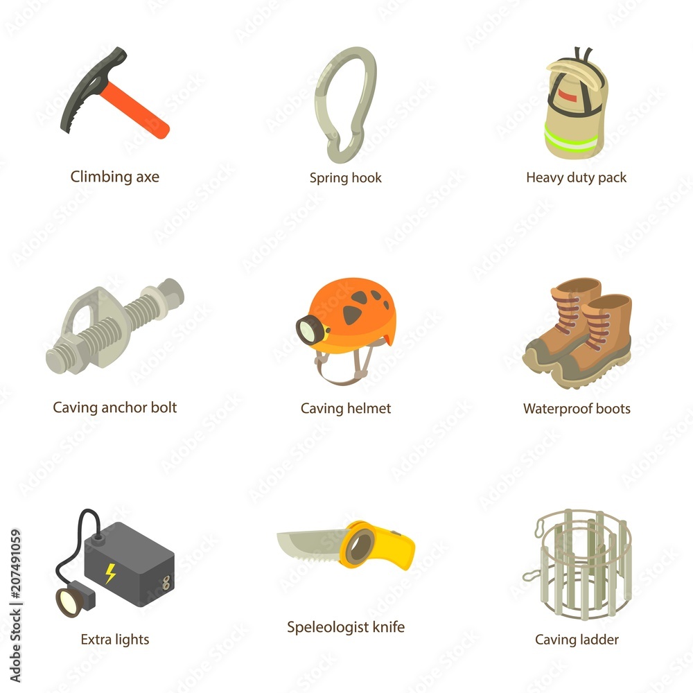 Digger icons set. Isometric set of 9 digger vector icons for web isolated on white background Digger icons set. Isometric set of 9 digger vector icons for web isolated on white background