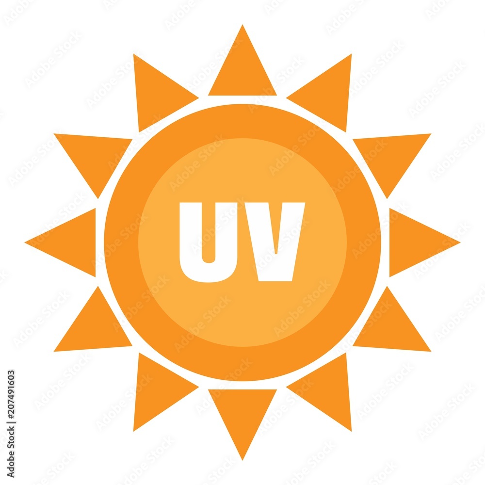 Uv sun logo. Flat illustration of uv sun vector logo for web design