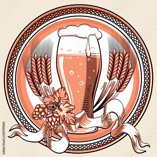 Beer decorative monochrome emblem