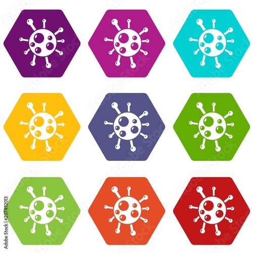 Chlamydia virus icons 9 set coloful isolated on white for web