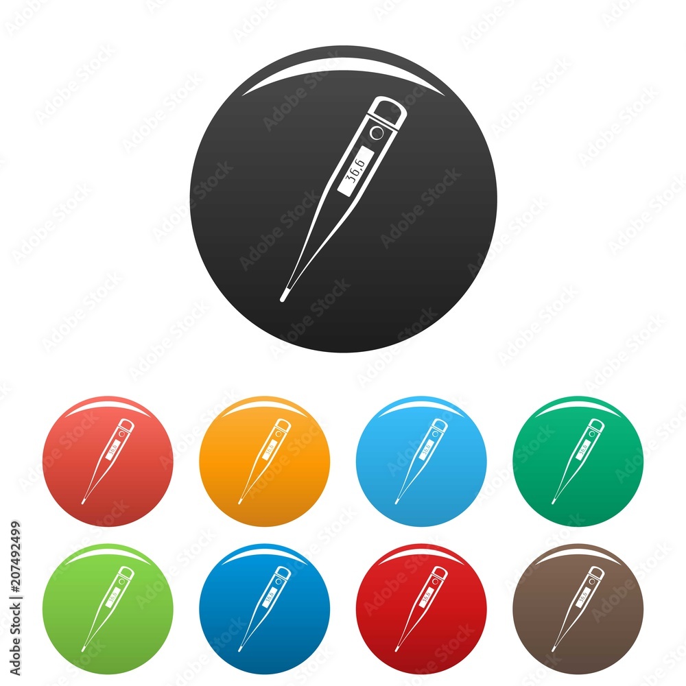 Modern thermometer icon. Simple illustration of modern thermometer vector icons set color isolated on white Modern thermometer icon. Simple illustration of modern thermometer vector icons set color isolated on white
