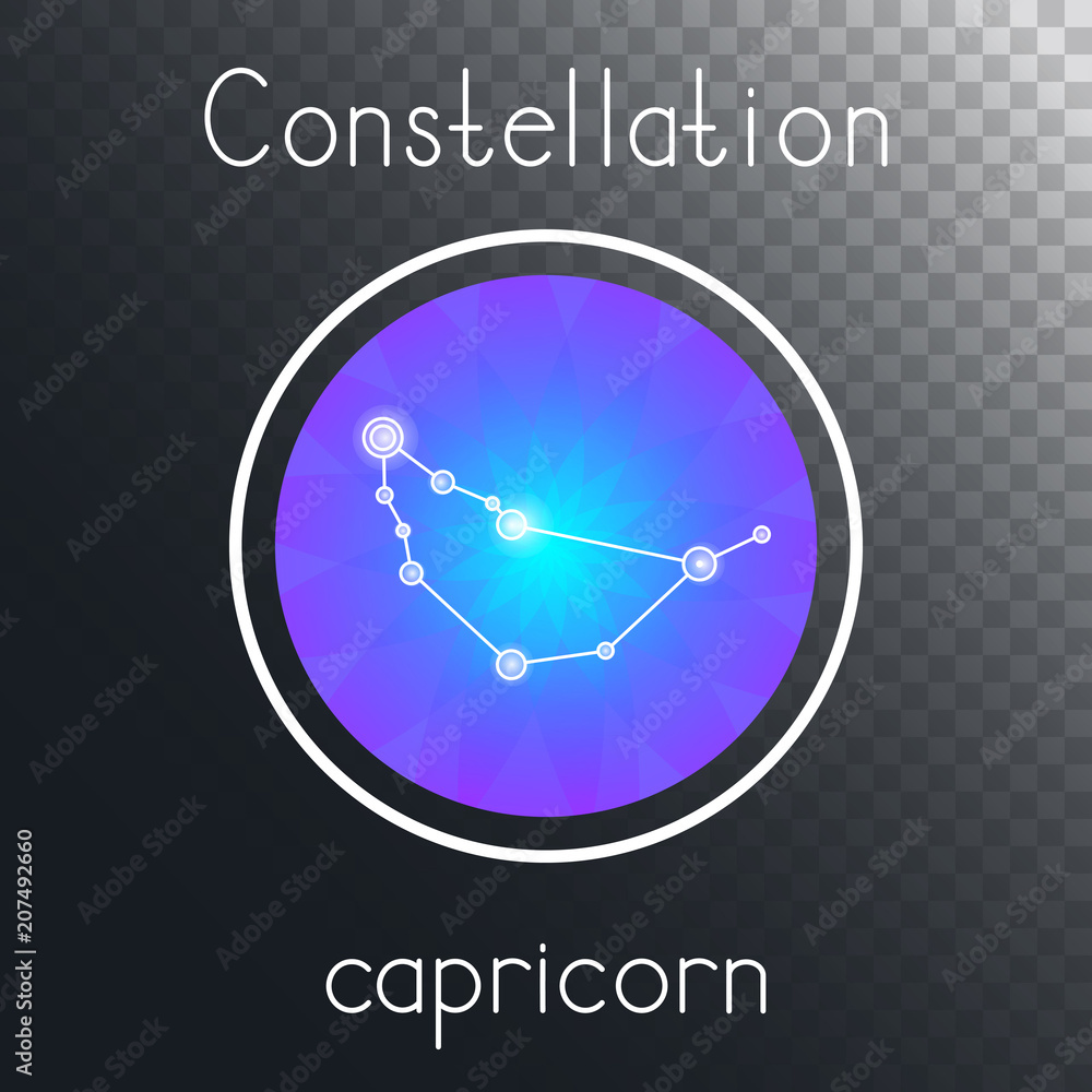 Vector round icon with Zodiac constellation CAPRICORN. - obrazy, fototapety, plakaty 