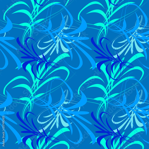 Vector pattern of blue and white lines and kanji for the background on a blue background in Japanese style.