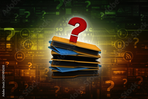 3d rendering file folder with question symbol