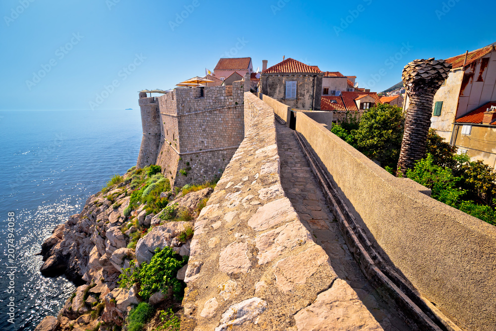 Dubrovnik defense walls and rooftops view