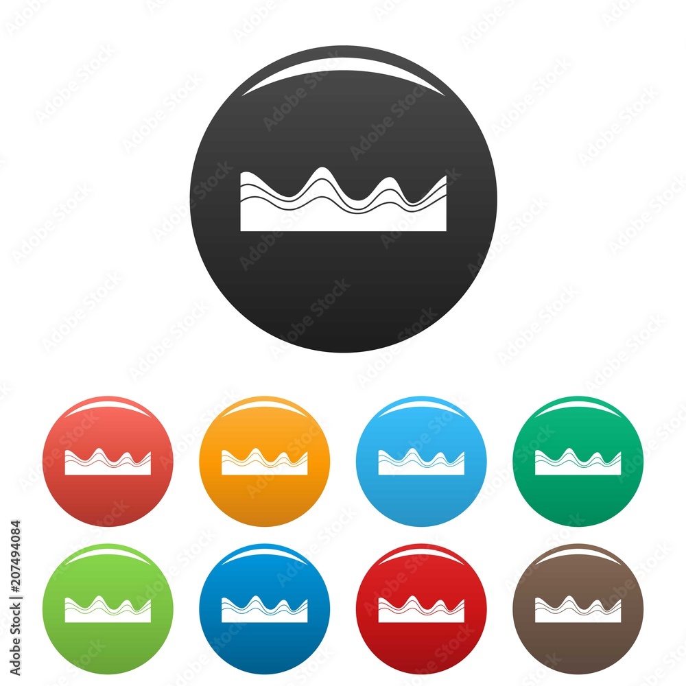 Equalizer sound effect icon. Simple illustration of equalizer sound effect vector icons set color isolated on white Equalizer sound effect icon. Simple illustration of equalizer sound effect vector icons set color isolated on white