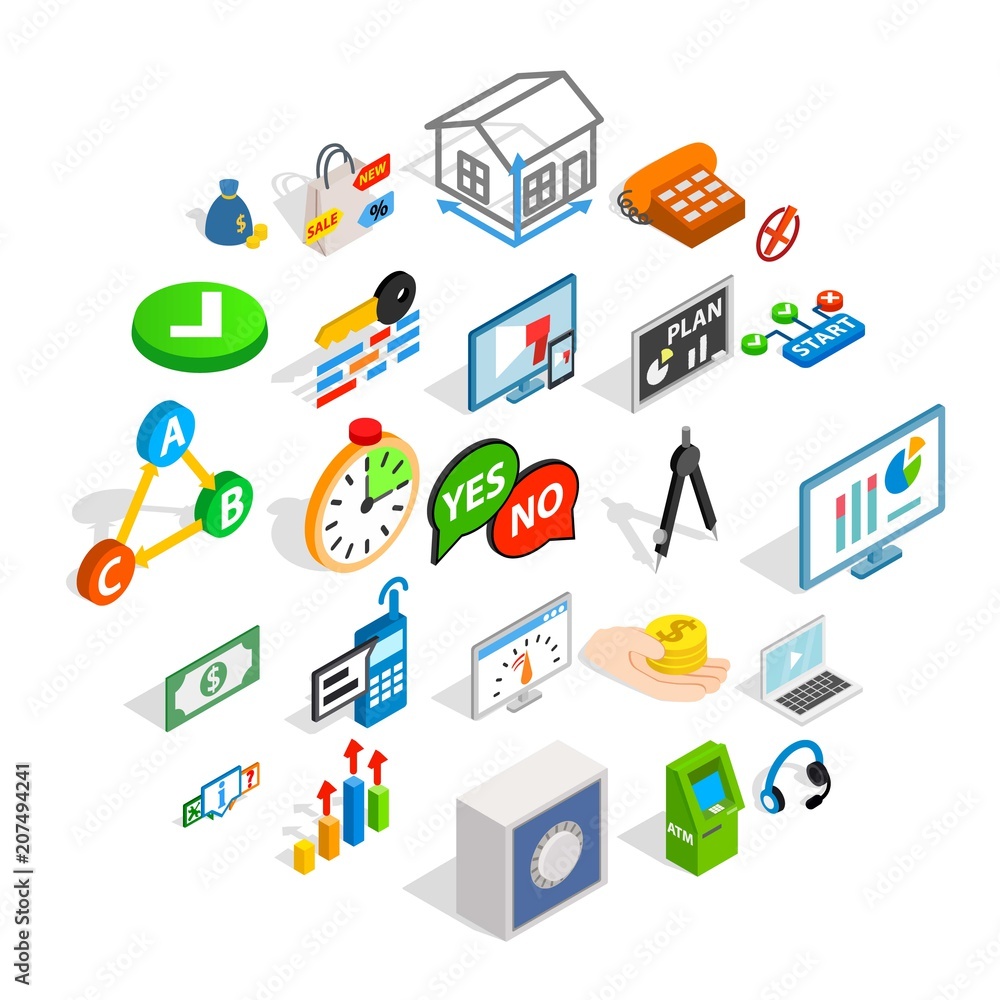 Image icons set. Isometric set of 25 image vector icons for web isolated on white background Image icons set. Isometric set of 25 image vector icons for web isolated on white background