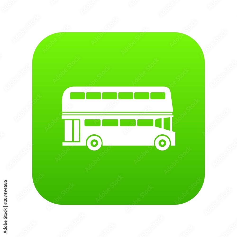 Double decker bus icon digital green for any design isolated on white vector illustration Double decker bus icon digital green for any design isolated on white vector illustration