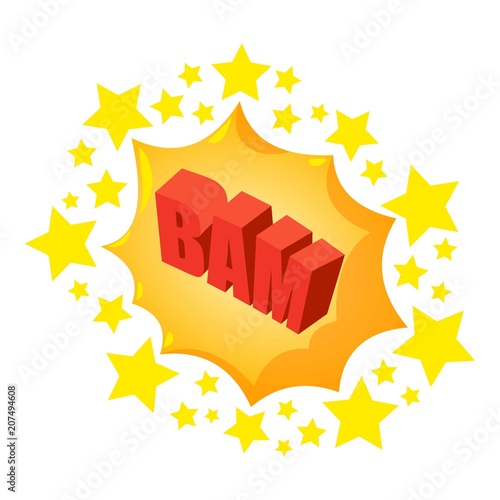 Bam speech bubble icon. Isometric of bam speech bubble vector icon for web design isolated on white background