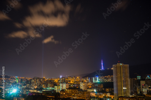 Night sky over new centre of Tbilisi city