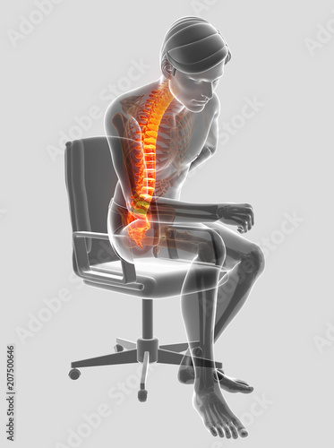 3D Illustration of male Feeling the back pain