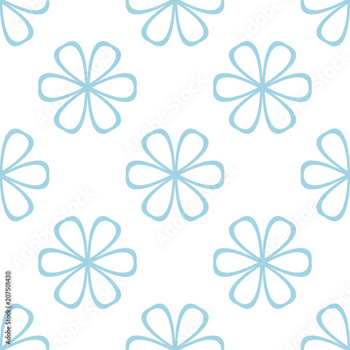 Blue floral seamless pattern on white background