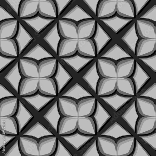 Seamless floral pattern. Gray 3d designs